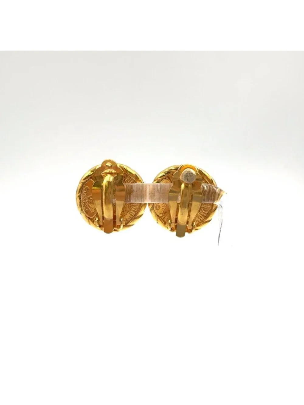Chanel Pearl Motif Circle Faux Off White Gold Earrings